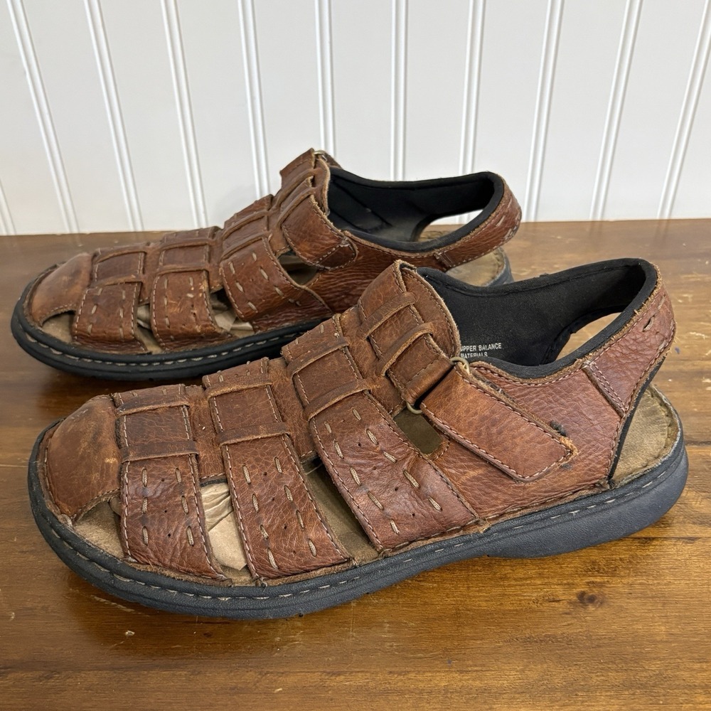 Beaver Creek Leather Sandals Mens 10 M Brown Closed Toe Boho Hike Outdoor Camp